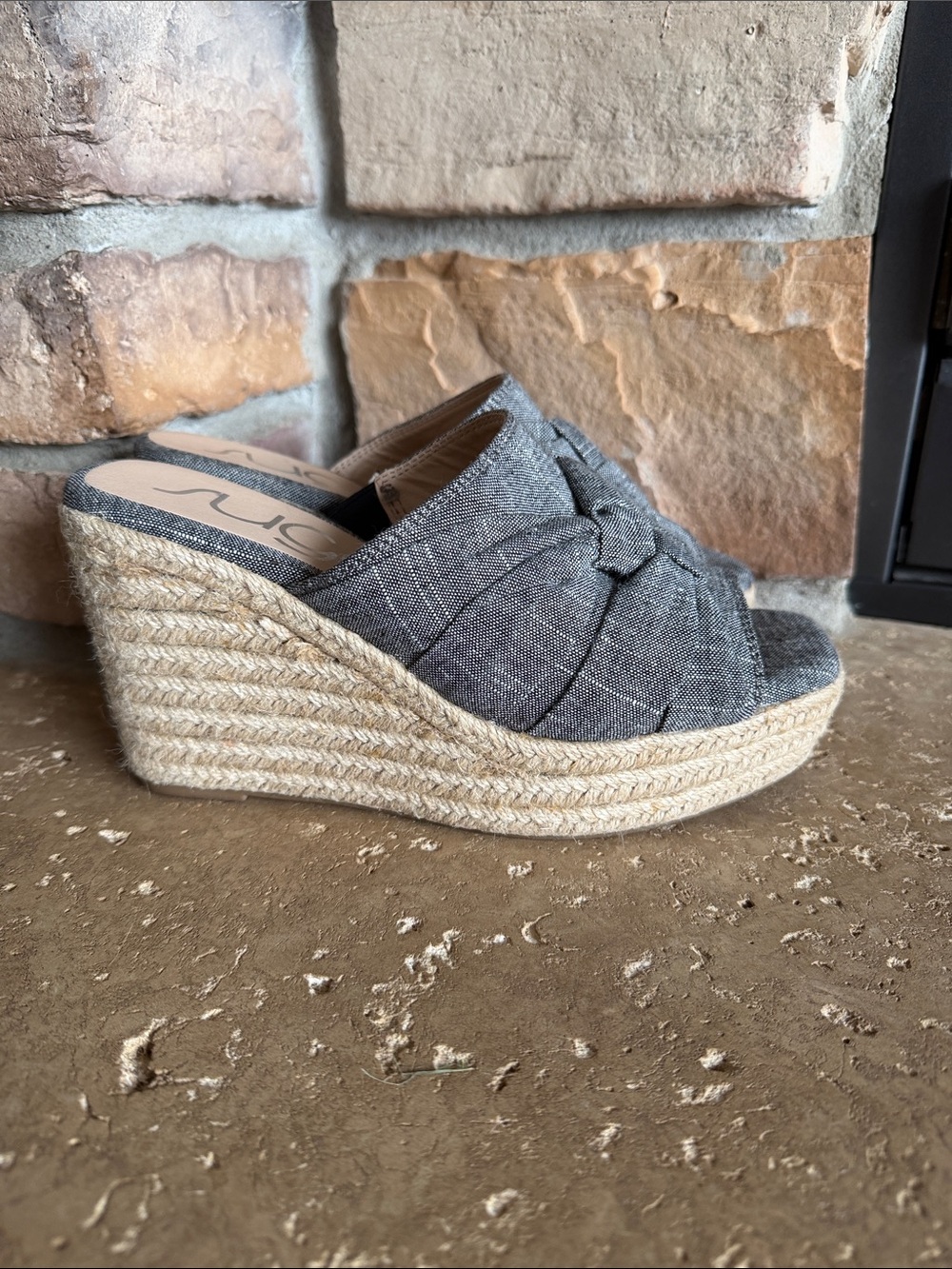 Knot Espadrille Wedge Slides sz 8